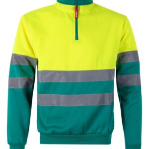 Sudadera bicolor con media cremallera